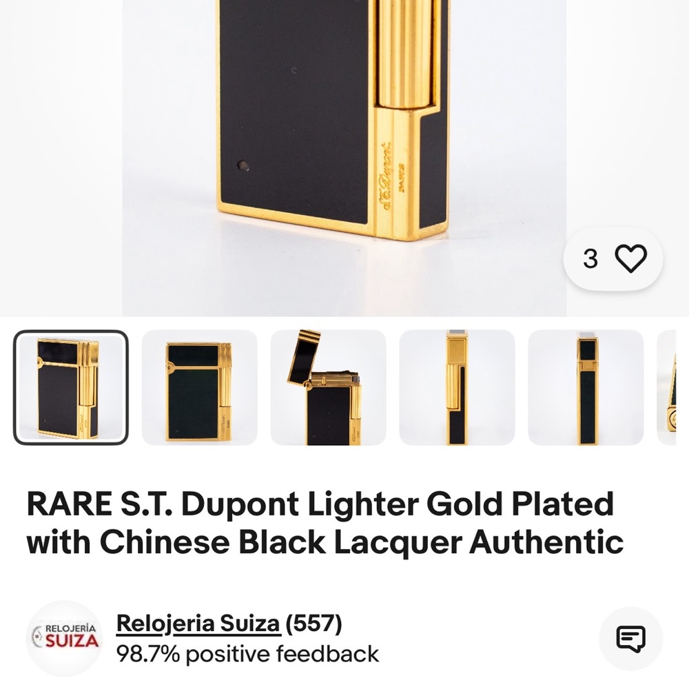 Rare Vintage  DuPont Gatsby Lighter Gold and Plated With Black Lacquer(Authentic - Picture 11 of 16